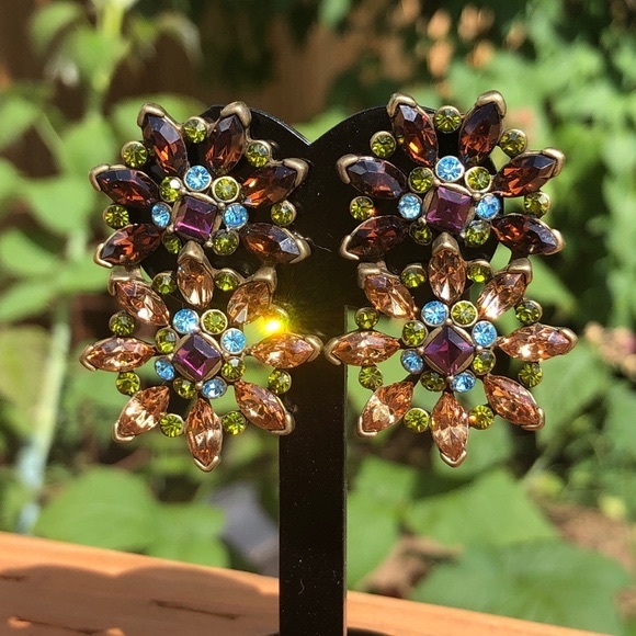 Heidi Daus “Whimsical Floral” EARLY Vintage flower clip earrings in Original box - Picture 8 of 12